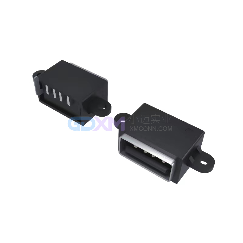 立式直插防水USB母座双耳3A连接器6Pin