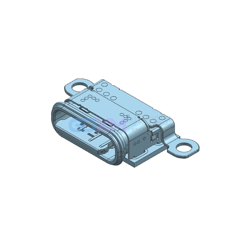 防水TYPE-C 6PIN 板上SMT型LIM注塑防水圈 IPX8 带固定片
