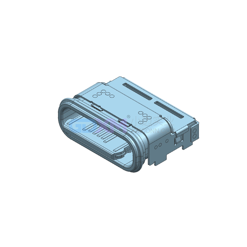 USB TYPE C母座16P 双排SMT 防水型 有EMC片 B款